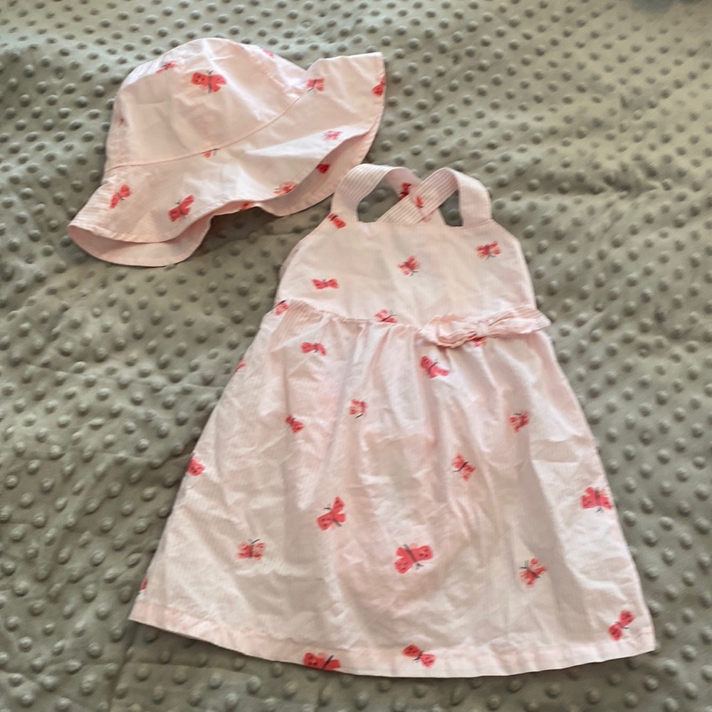 Dress with matching hat.